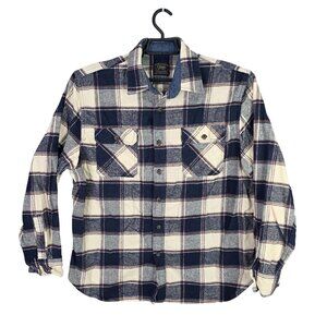 Mens Jachs New York Navy & Beige Flannel Shirt Button Up Long Sleeve Cotton XL
